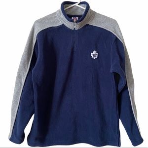 Toronto Maple Leafs Boys 1/4 Zip Blue Grey Long Sleeve Fleece Pullover Large